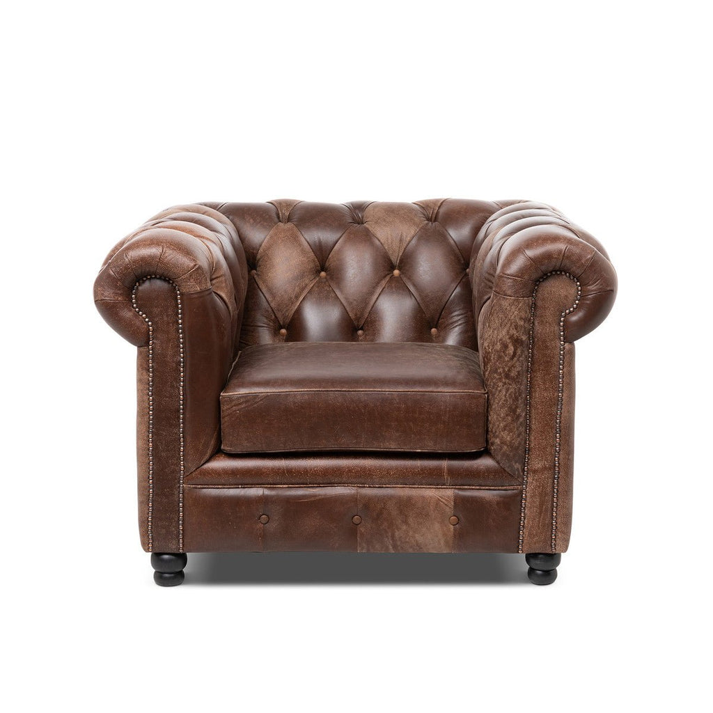 Luxury Chesterfield Distressed Leather Chair - Your Western Decor