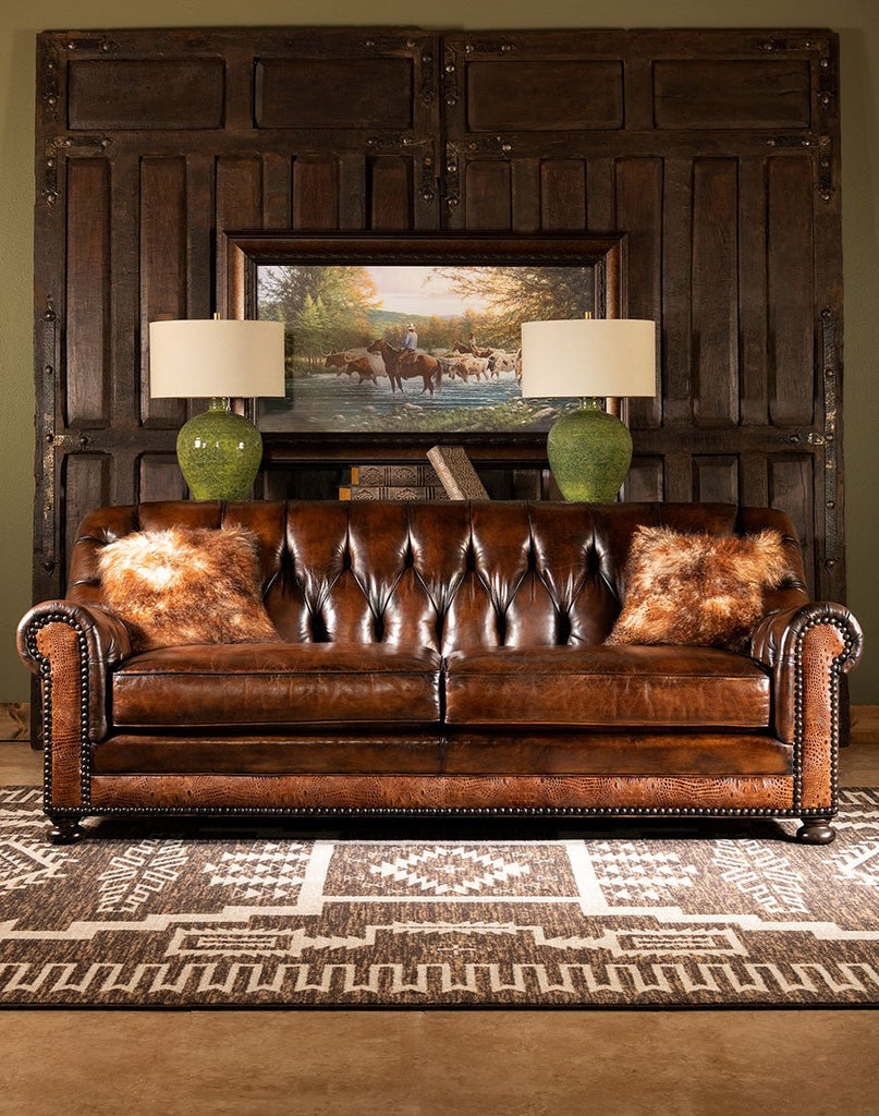 American made Chester Leather Sofa - Western Living Room - Your Western Decor