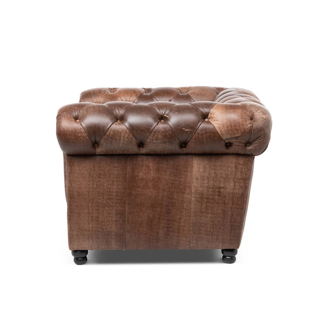 Luxury Chesterfield Distressed Leather Chair Side - Your Western Decor