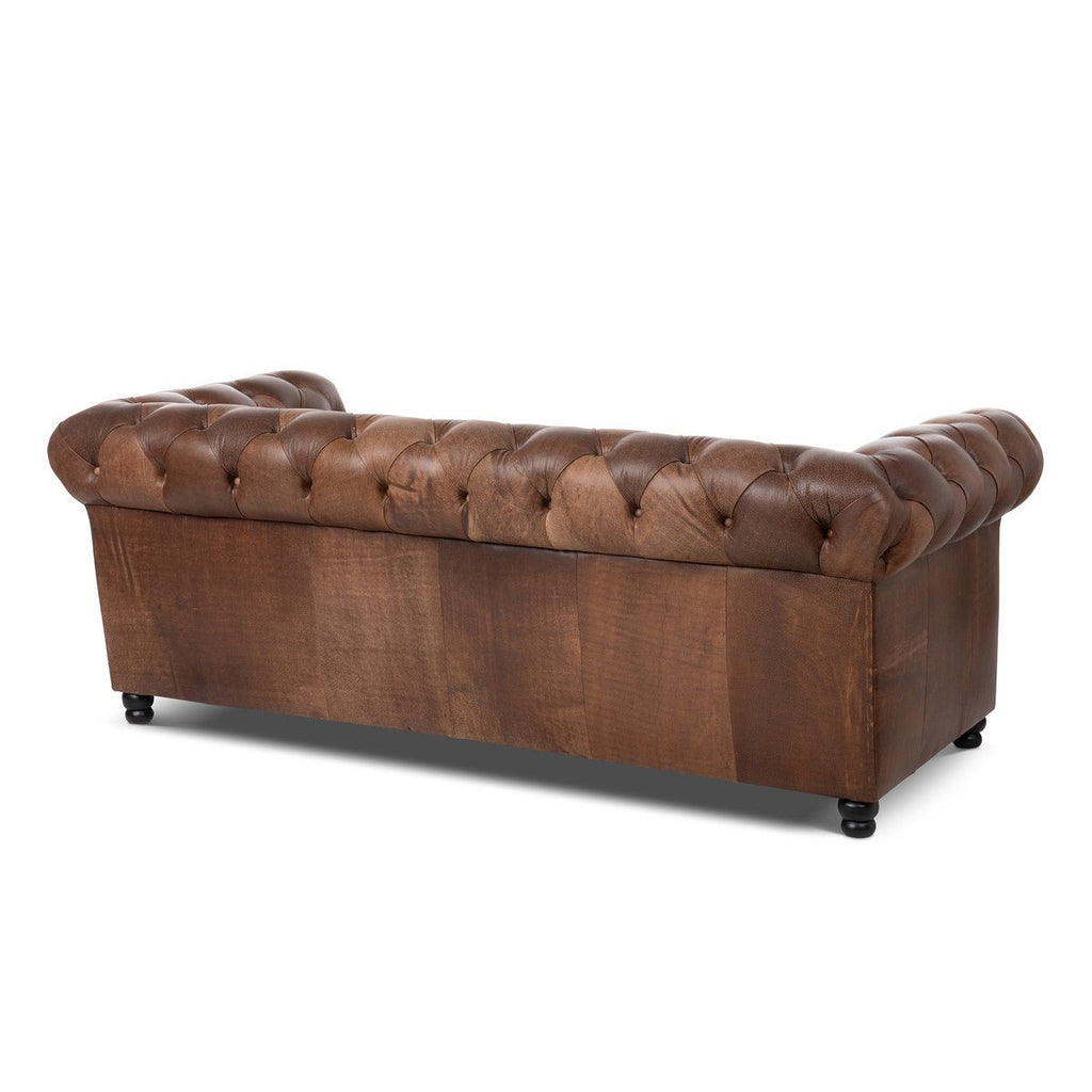 Chesterfield Distressed Leather Sofa Back - Your Western Decor
