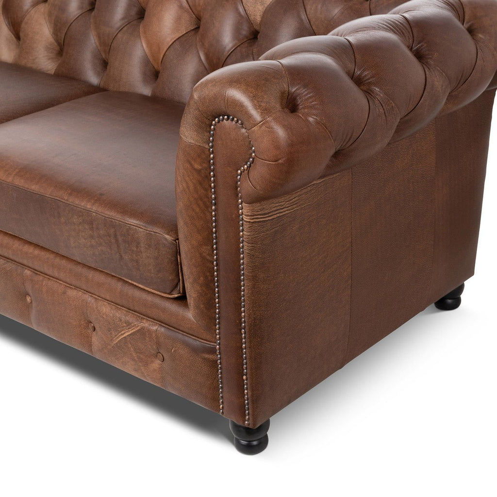 Chesterfield Distressed Leather Sofa - Your Western Decor