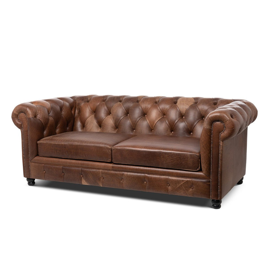 Chesterfield Distressed Leather Sofa - Your Western Decor