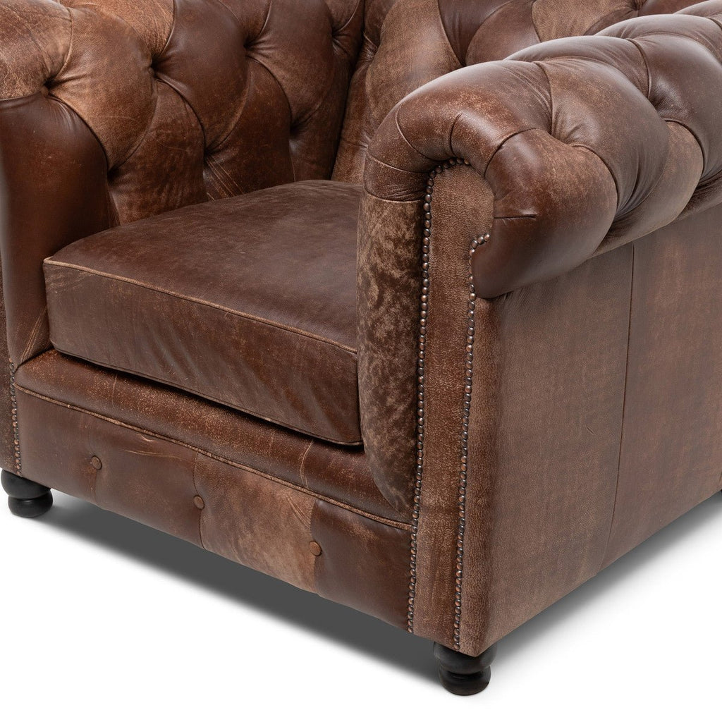 Luxury Chesterfield Distressed Leather Chair - Your Western Decor