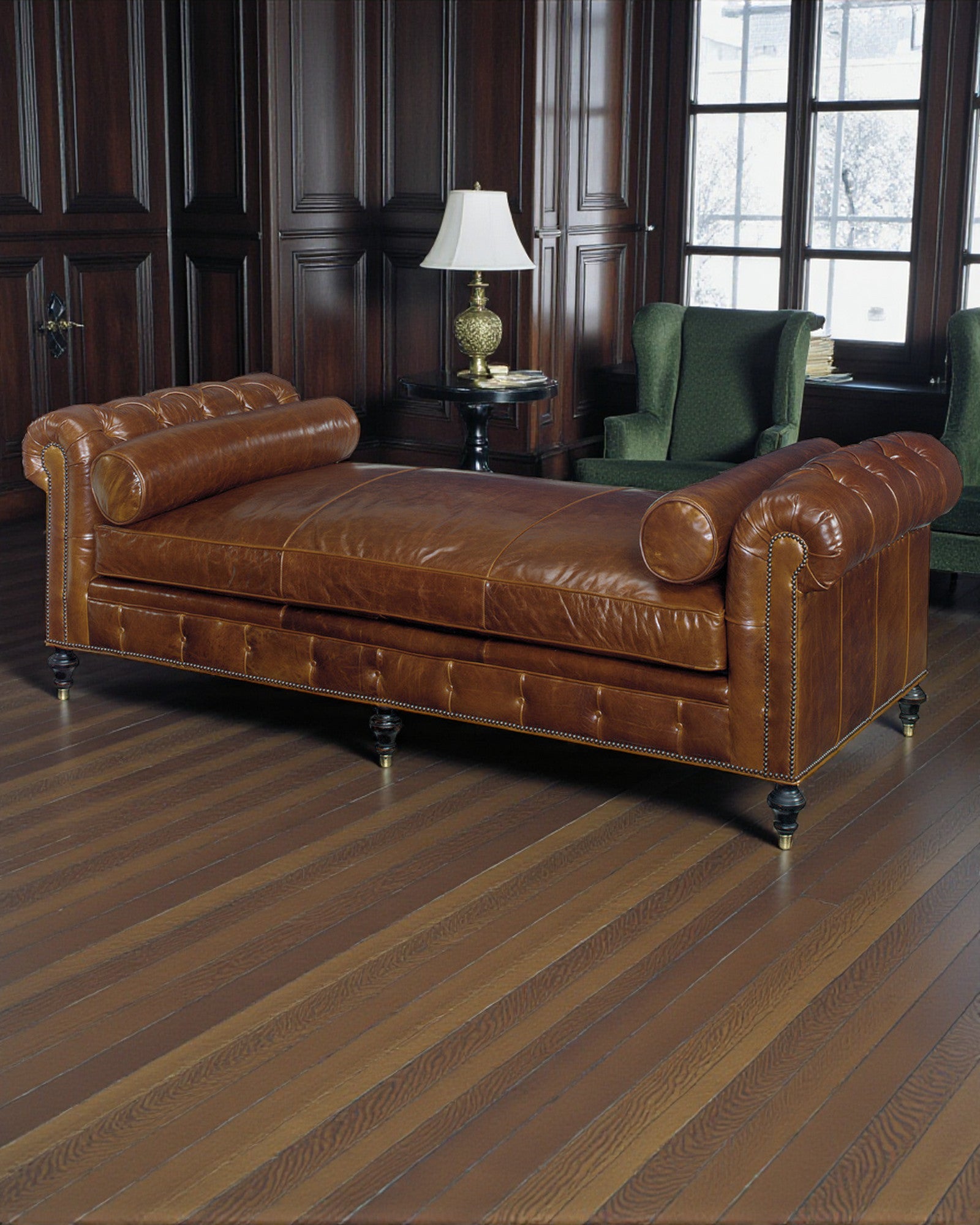 luxury leather American made daybed lounger 