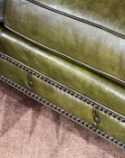 American made Chesterfield Olive Leather Sofa - Your Western Decor