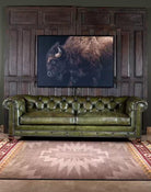 American made Chesterfield Olive Leather Sofa - Your Western Decor