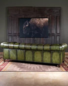 American made Chesterfield Olive Leather Couch - Your Western Decor