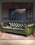 American made Chesterfield Olive Leather Couch - Your Western Decor