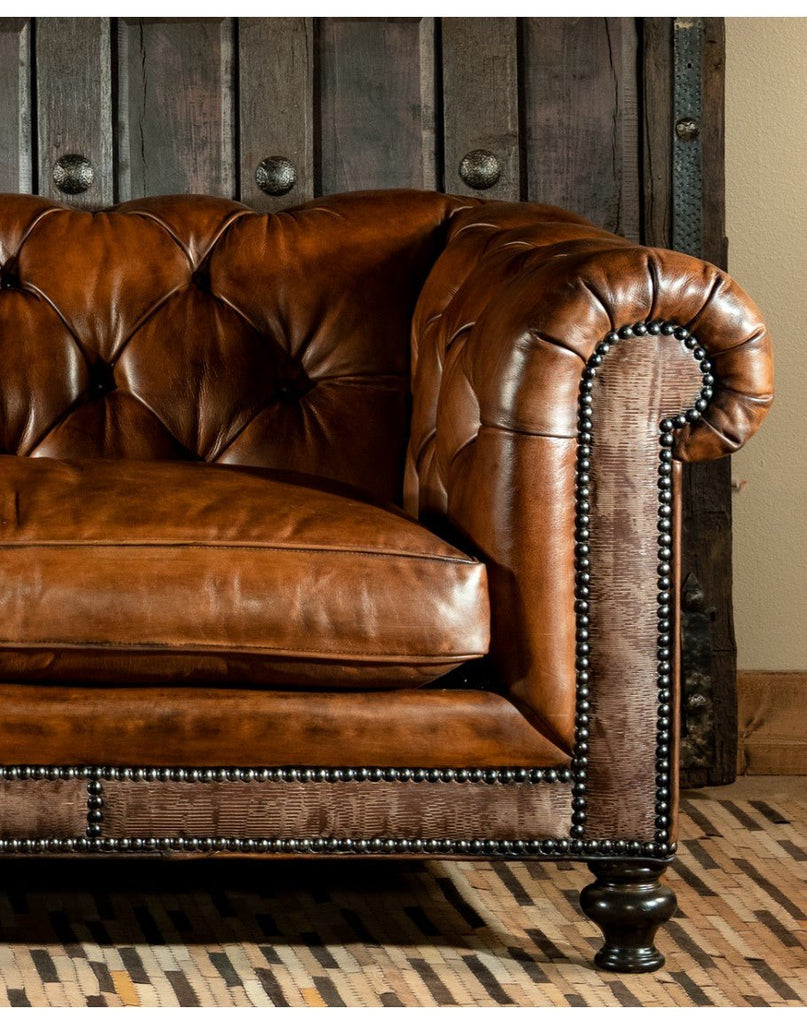 Chesterfield Western Leather Sofa - Luxury Western Home Furnishings - Your Western Decor
