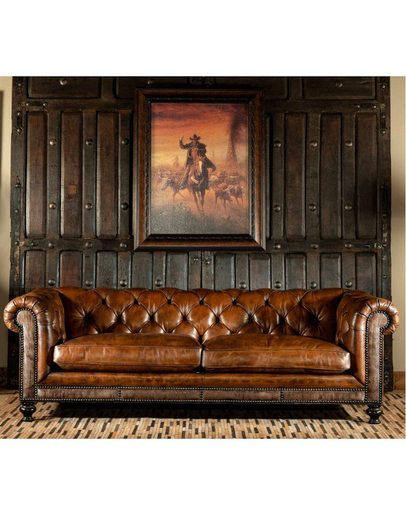 Chesterfield Western Leather Sofa - Fine Leather Furniture - Your Western Decor