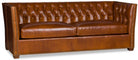 Chestnut tufted leather sofa front view - Your Western Decor