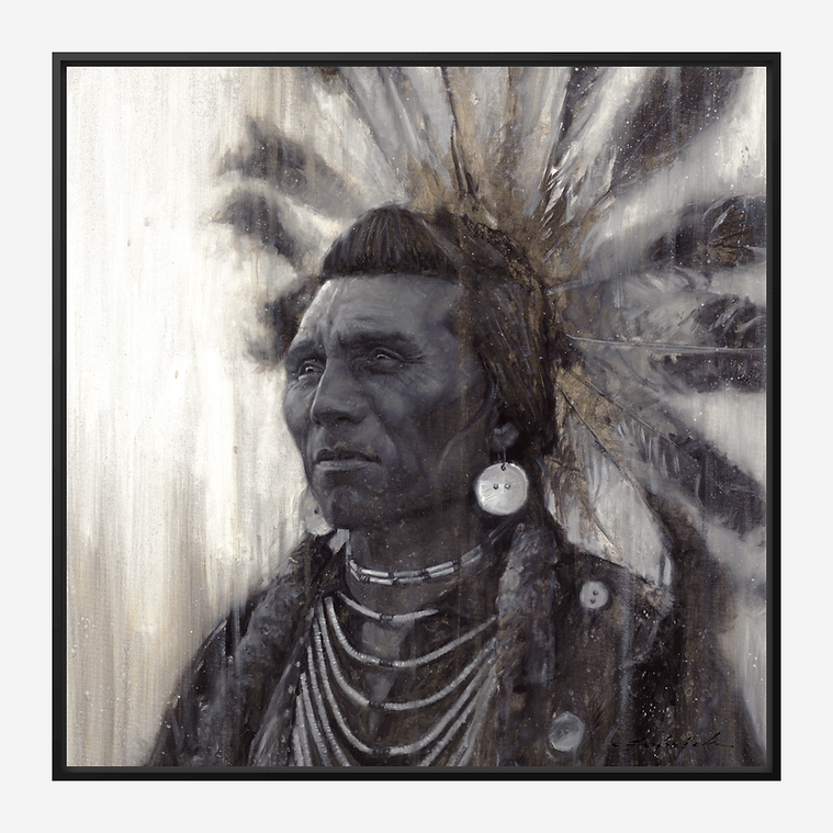 Chief Eagle Framed Canvas Art with black frame - art by David Frederick Riley at Your Western Decor