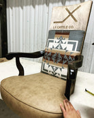 Custom made Chief Joseph western office chair with custom laser branding on cowhide and leather seat 