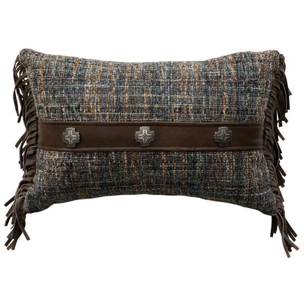 Chief Joseph Decor Pillow in neutral tones with genuine leather accents and conchos - handmade in the USA - Your Western Decor