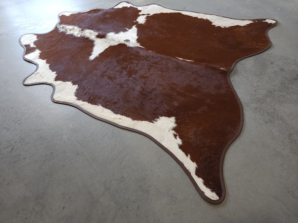 Chocolate Brown Leather Trimmed Cowhide - Your Western Decor