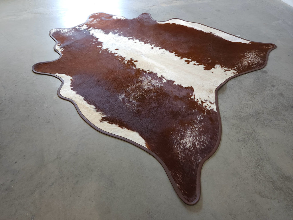 Dark Chocolate & White Cowhide with Leather Trim - Your Western Decor