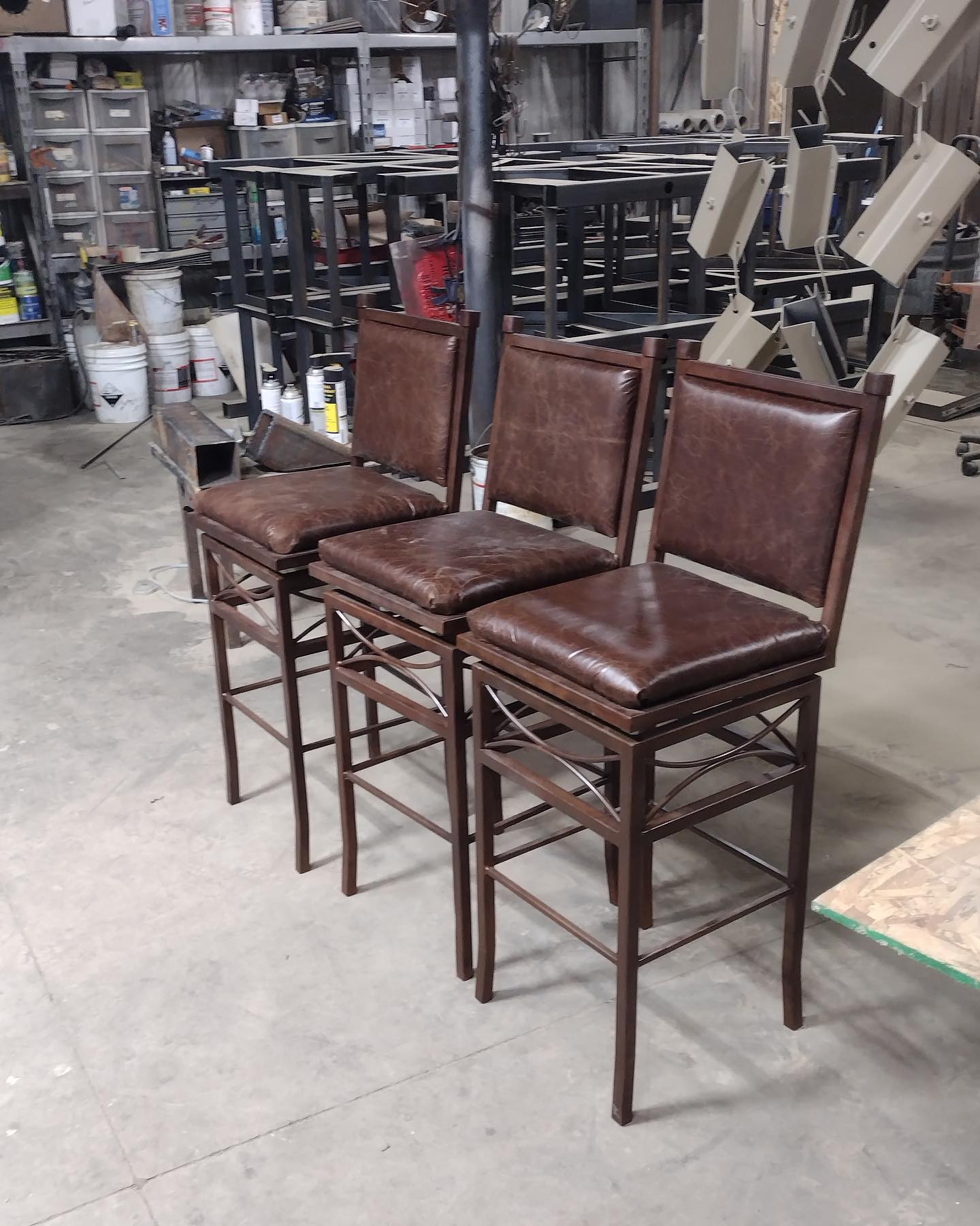 leather upholstered swivel iron bar chairs - Your Western Decor