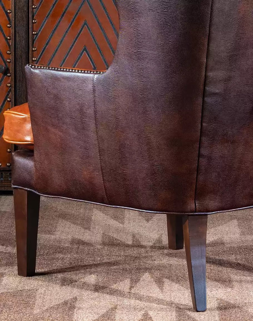 American made Cognac Stamped Leather Accent Chair - Your Western Decor