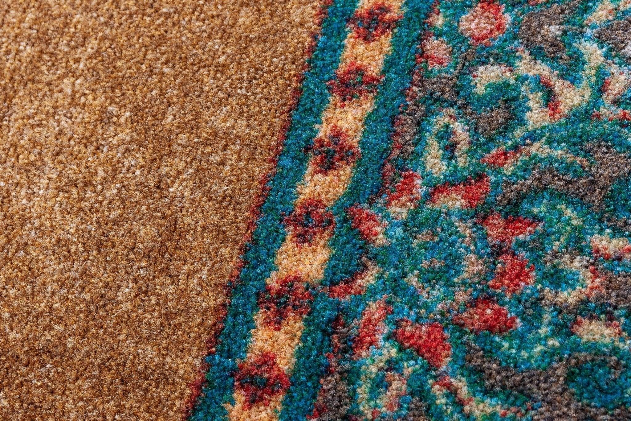 Cognac & Turquoise Elegant Western Carpet detail - made in the USA - Your Western Decor