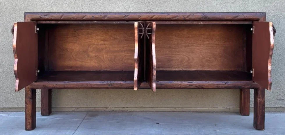 Wooden sideboard with open doors - Your Western Decor