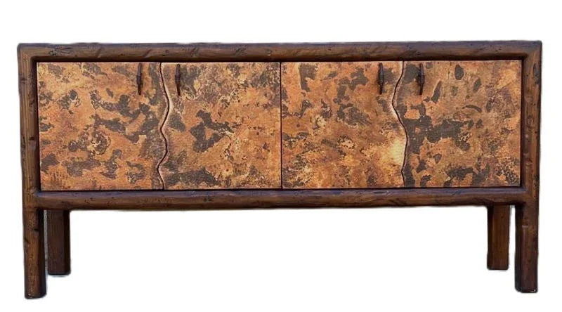 Cabinet with a textured brown finish on a white background - Your Western Decor