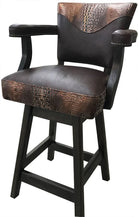 Copper brown embossed leather barstool - Your Western Decor