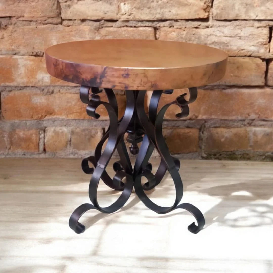 Hammered Copper Side Table | Copper & Wrought Iron End Table – Your ...