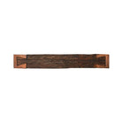 wood and copper rustic entry table top view