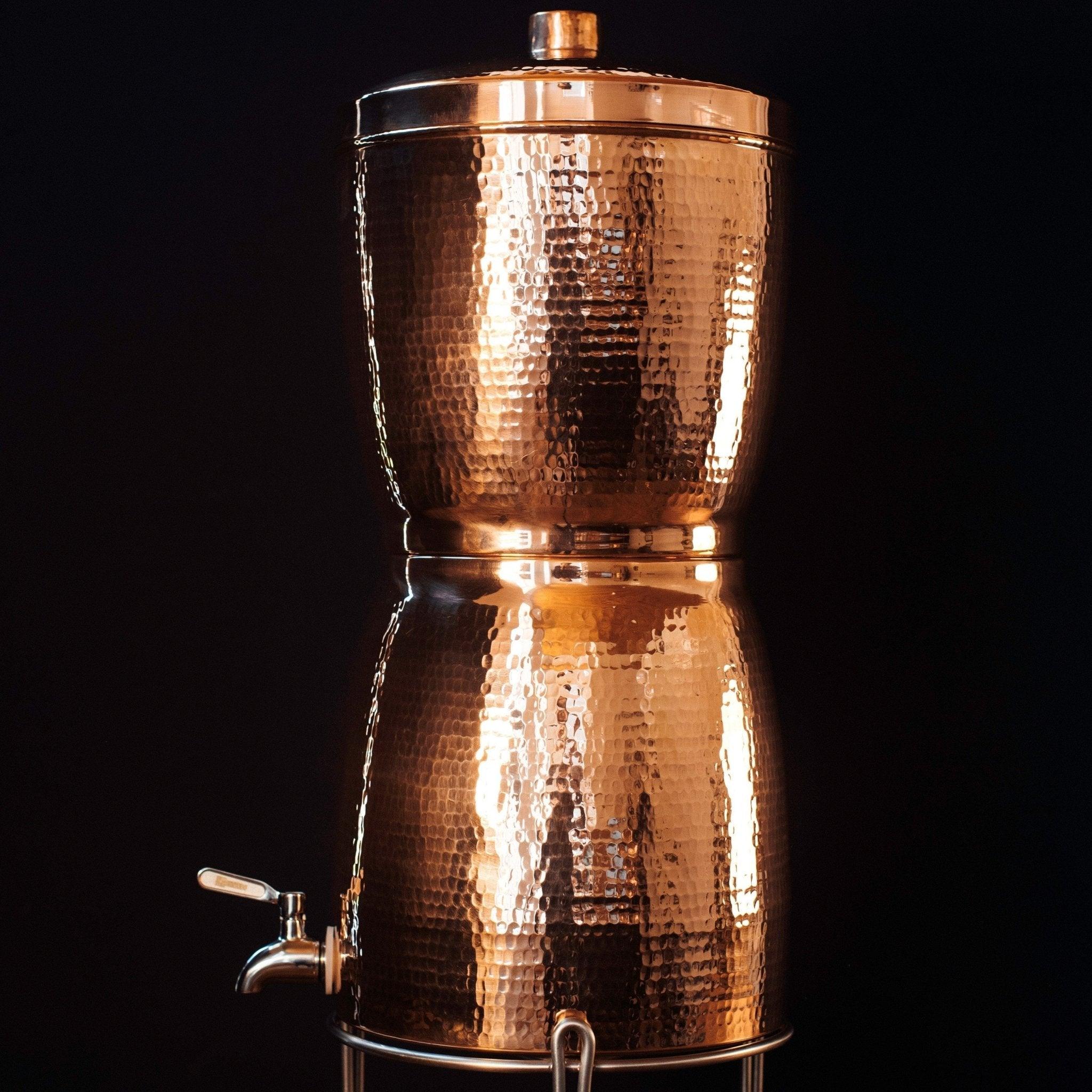 Hammered Copper Water Filter System side view - Your Western Decor