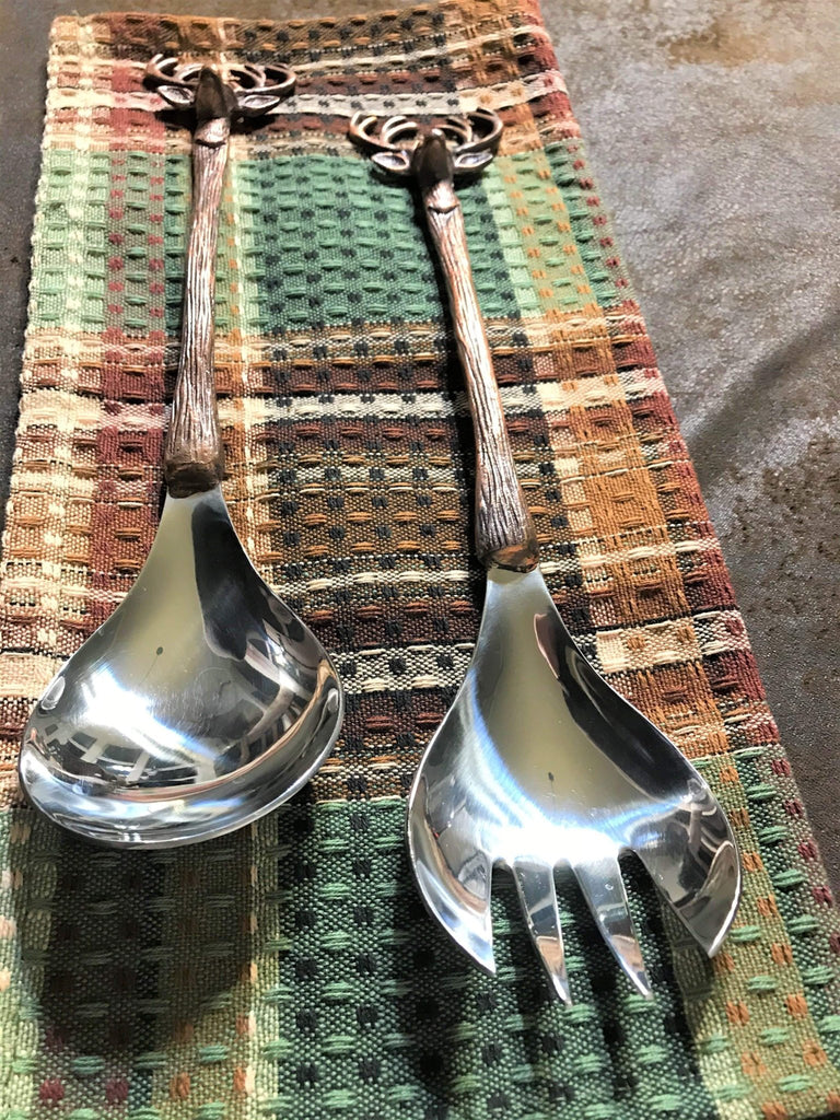 copper handled white tail buck 2 piece serving set