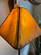 Corner detail on buckskin rawhide lamp shade 
