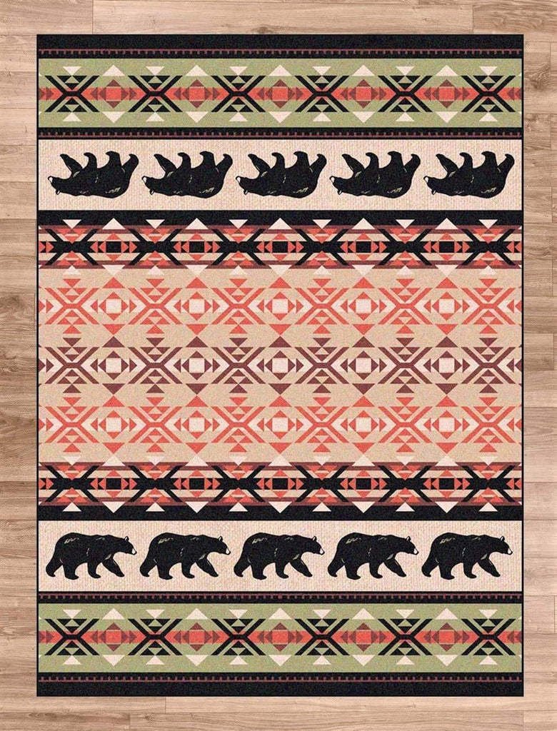 Strolling black bear area rugs made in the USA - Your Western Decor