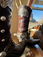 Realistic western cowboy boots made of resin for a vase 