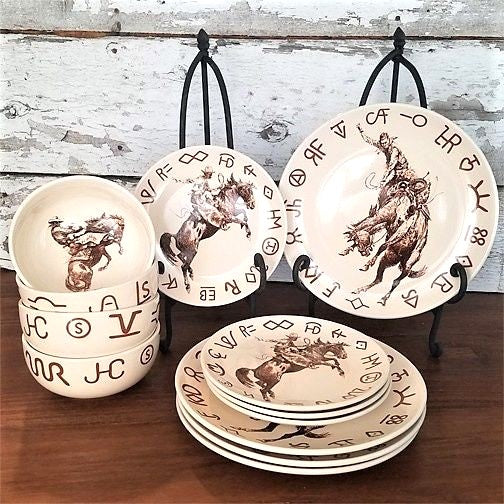 Cowboy Bronc and Brands Western Dinnerware - Your Western Decor
