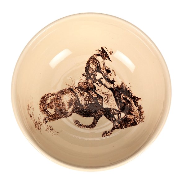 Inside image of cowboy bronc in bowl - western tableware - Your Western Decor