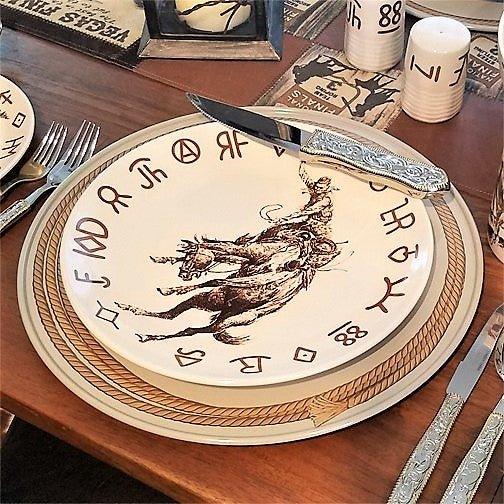 Cowboy Bronc and Brands Dinner Plate - Your Western Decor