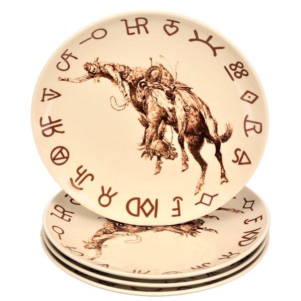 Cowboy Bronc & Brands Dinner Plates Set - Your Western Decor