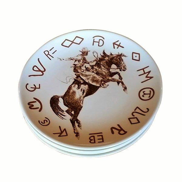 Cowboy Kitchen Bronc & Brands Plates - 4-pc western plate set - Your Western Decor