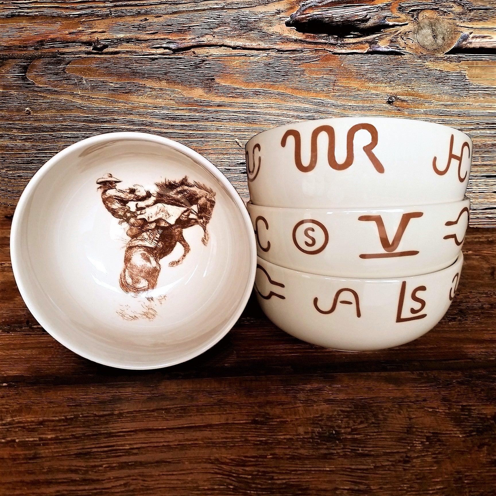 Cowboy Bronc and Brands Cereal Bowls - Your Western Decor