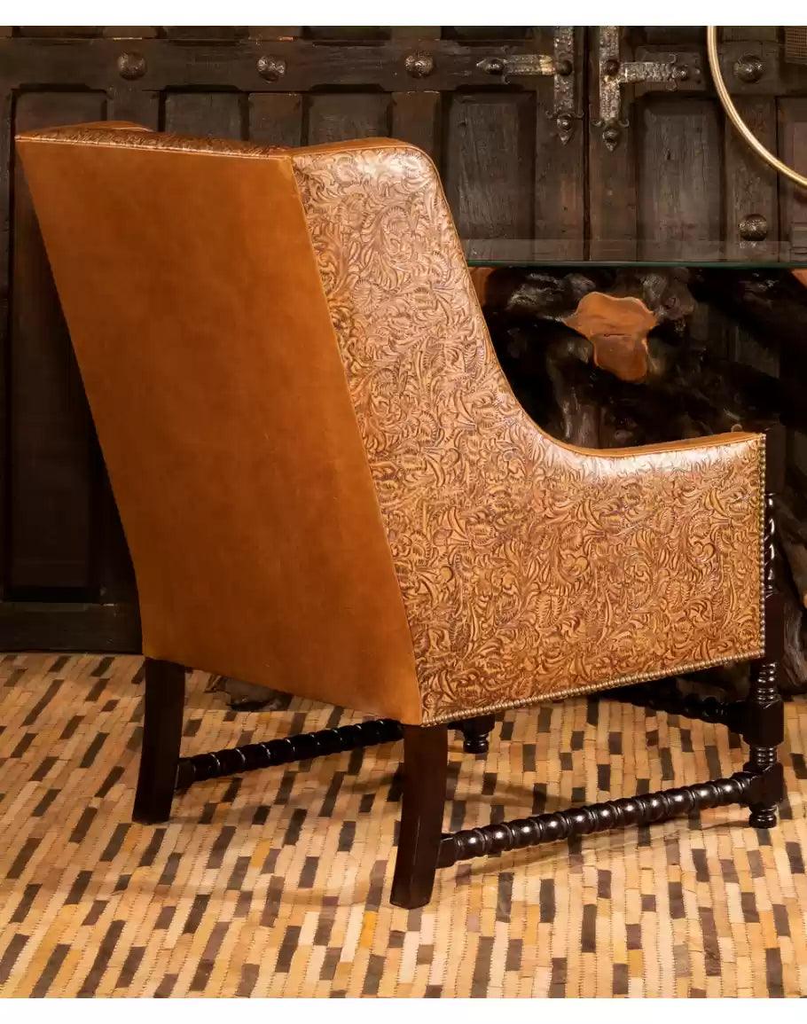 Cowboy Tool Leather Chair made in America with smooth and embossed top-grain leathers - Your Western Decor