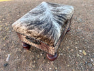brindle cowhide and croc leather western ottoman footstool