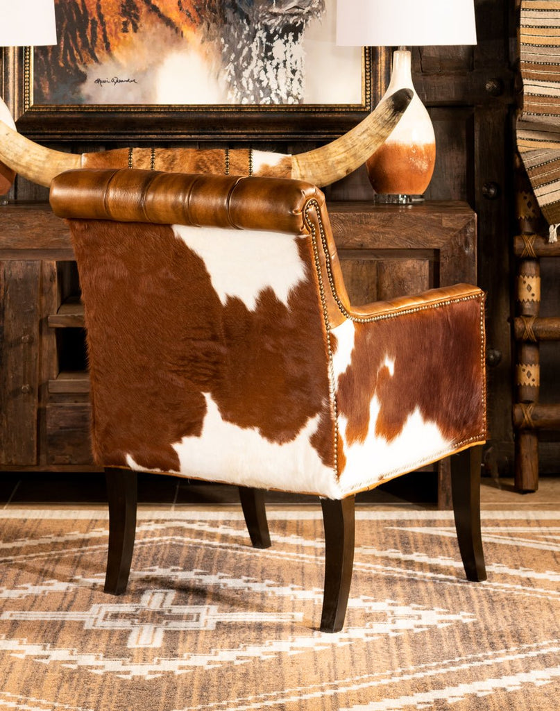 Cowhide & Leather Tufted Chair Back - American made home furnishings - Your Western Decor