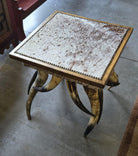 Horn legged side table with cowhide top made in the USA - Your Western Decor