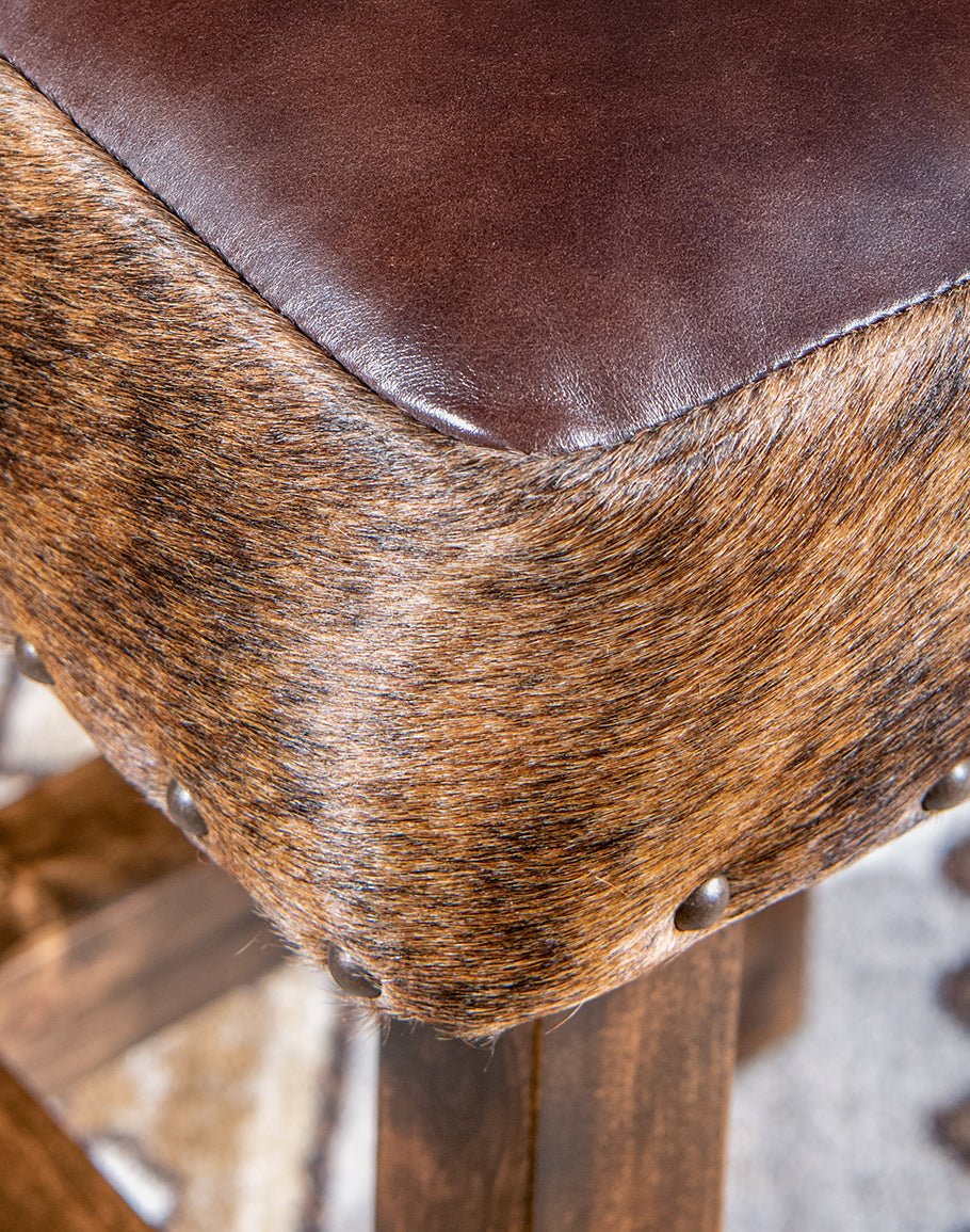 Brindle Cowhide & Leather Counter or Bar Chairs - Your Western Decor