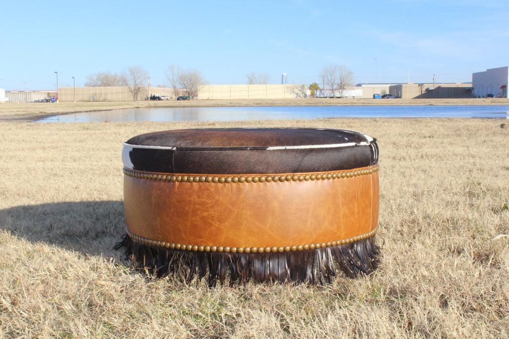 West Tex Leather Ottoman custom made in the USA - Your Western Decor