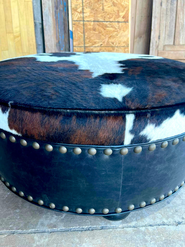 Luxury cowhide and leather ottoman - Your Western Decor