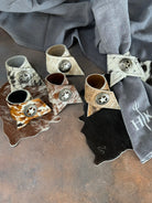 Assorted cowhide mix western napkin rings with conchos - Handmade by Your Western Decor