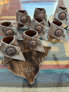 Custom laser branded cowhide napkin rings and coasters - Handmade by Your Western Decor