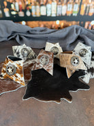 Handmade assorted 6-pc cowhide western napkin rings with conchos - Your Western Decor