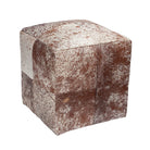 Brown and white peppered cowhide cube ottoman - Your Western Decor